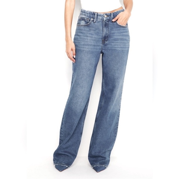 Good American Denim - NWT Good American 90's Relaxed Jeans Wide Leg Slouchy Baggy Mid Rise 8 / 29W NEW
